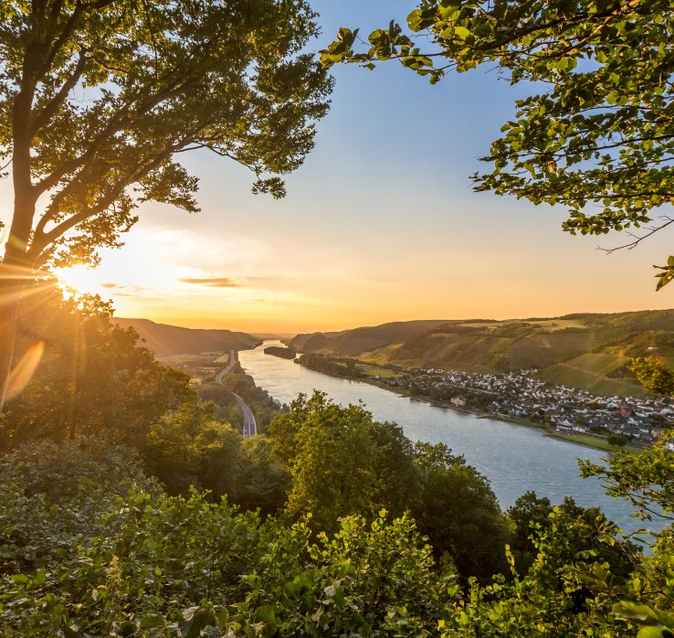 View from Krahnenberg Andernach over the Rhine valley and the vineyards of Leutesdorf | © Andernach.net GmbH / 90Grad Photography